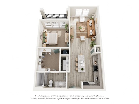 One Bedroom Floor Plan at The Parker Leland, Leland North Carolina  